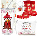 Keluna Chicken Gifts for Women - Chicken Lover Essetials Gifts for Female Friends Sister Daugher Lady Boss Coworker, Birthday Christmas Valentines Mothers Makeup Bag Socks Keychain Tumbler Cup