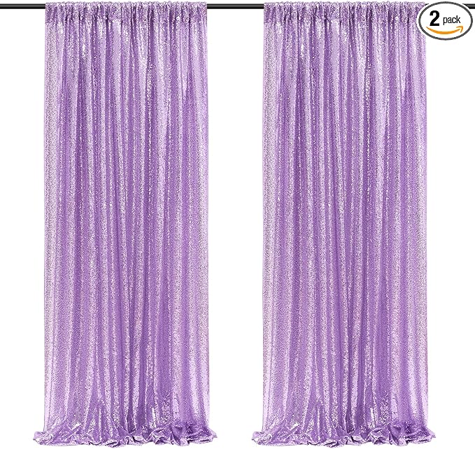 Baby Blue Sequin Backdrop Curtains-2 Panels 3FTx8FT Light Blue Backdrop by SoarDream