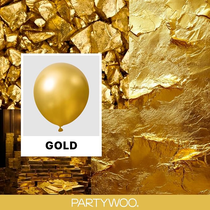 PartyWoo Gold Balloons 123pcs Different Sizes of 18 12 10 5 Inch Gold Balloon - Image 2