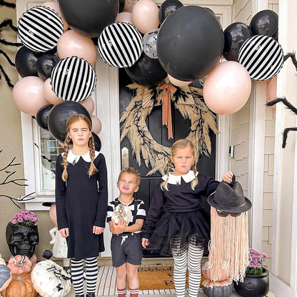 Black and White Striped Balloons, 12 Pack 18 Inch Round Foil Balloons | - Image 4