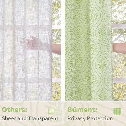 BGment Grass Green Leaf Jacquard Curtains - Image 5
