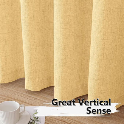Tollpiz Short Linen Tier Curtains Rod Pocket Semi Sheer Half Kitchen Curtain - Image 4