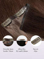 LUVME Seamless Clip in Hair Extensions Human Hair, 16 Inch 135g 9pcs Dark Brown Hair Extensions Clip in Human Hair Silky Straight Remy Human Hair Extensions