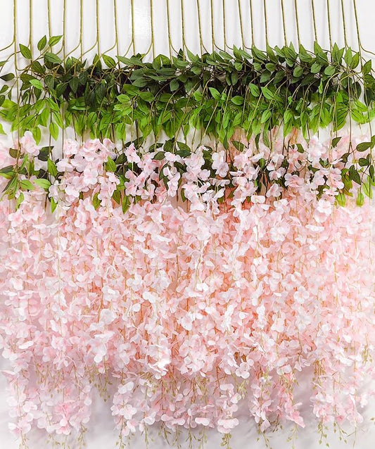 36pcs Artificial Wisteria Flowers 3.6 Feet/Piece Pink Dense Artificial Fake by HanYun