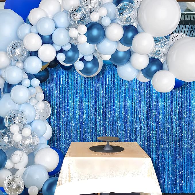 Crosize 2 Pack Laser Royal Blue Party Streamers Backdrop, 3.3 x 9.9 ft | Tinsel - Image 4