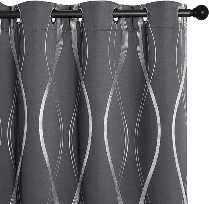 NICETOWN Grey Blackout Striped Pattern Curtains - Image 2