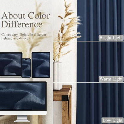 Denim Blue Linen Curtains 108 Inches Long - Image 3