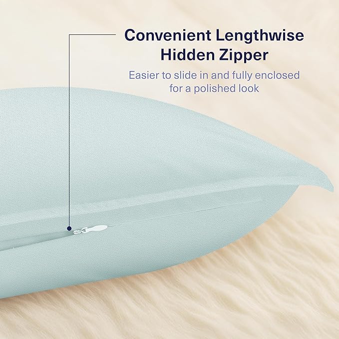 Kickoff Viscose Bamboo Pillowcase, King, Set of 2, 100% Organic Hidden Zippered Viscose Bamboo Pillow Case King Size, Cooling Pillow Cover for Hot Sleepers (20"x40", Coastal Blue)