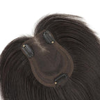 Hairro Human Hair Toppers with Side Bangs, 3D 360° Seamless Real Hair Toppers, Hand-Tied with 3.5"x4.7" U-shaped Base, Clip-In Hairpieces to Add Volume on Top, 12 Inch Natural Black