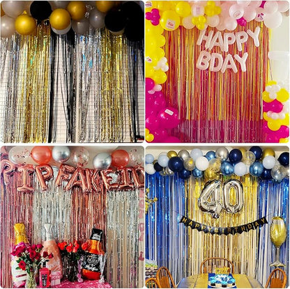 Blue Streamers Party Decorations 3.3x8.2ft, 2 Pack Dark Blue Tinsel Backdrop - Image 7