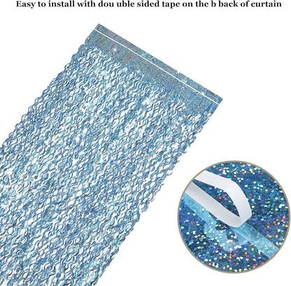 CYLMFC 3 Pack 3.3 ft x 6.6 ft Tinsel Foil Fringe Curtain Blue - Image 4
