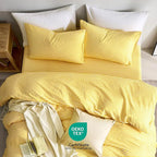 JELLYMONI 100% Natural Cotton Striped Standard Pillowcases Set, 2 Pack Bright Yellow Stripes Pattern Printed Pillow Covers with Envelope Closure(Pillows are not Included)