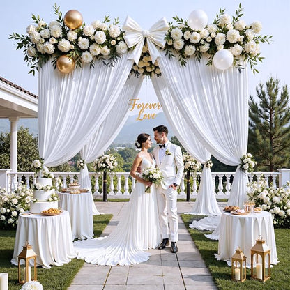 12ft x 10ft White Backdrop Curtains - Image 6