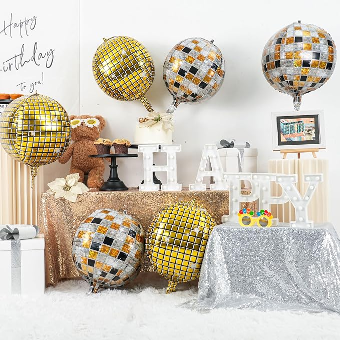 6pcs 22 Inch Multicolor Disco Ball Balloons - Image 3