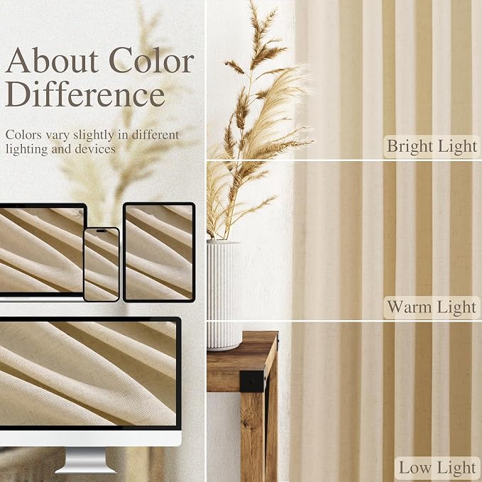 Tan Linen Curtains 84 Inches Long - Image 3