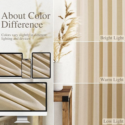 Extra Long Tan Linen Curtains 120 Inches - Image 3