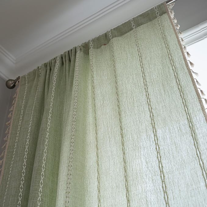 Sutuo Home Sage Green Boho Curtains - Image 6