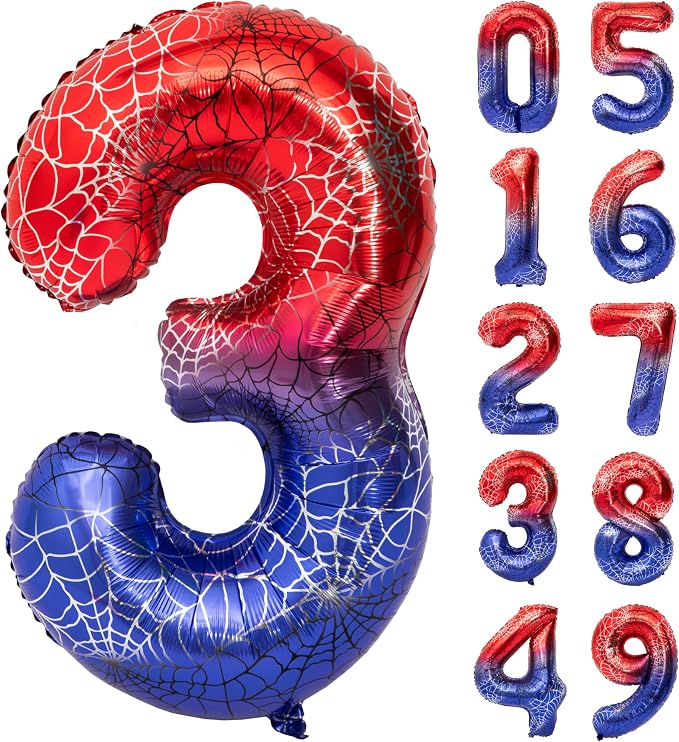 40 IN Red Blue Gradient Number 3 Balloon Large Digital 3 Foil Balloon | by YOIOZAIZAI