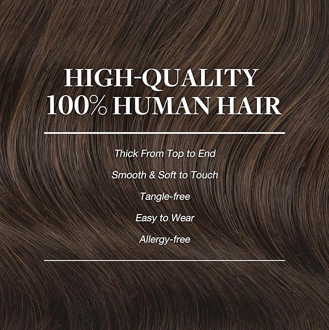GOO GOO Clip in Hair Extensions Real Human Hair, Remy Human Hair Extensions Clip ins for Women, Natural Human Hair, 22inch 120g 7Pcs, 4A Chocolate Brown