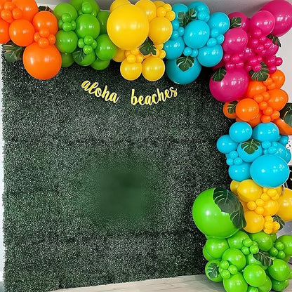 HILAVO Tropical Balloons 12 Inch Summer Hawaiian Hot Pink Orange Teal Yellow - Image 4