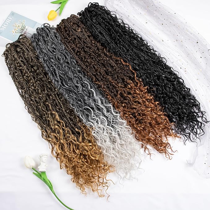 Drawstring Ponytail for Women 24 inch Boho Braids with Long Wavy Hair Clip in Ponytail Extension Synthetic Hair Extensions Ponytail for Daily Use (T1B/Grey#, 24 Inch)