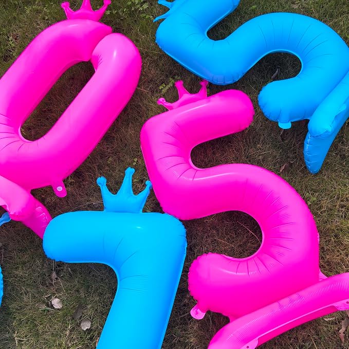 Fluorescent Pink Crown Number 1 Foil Balloon Neon Glow In The Dark Balloon | - Image 5