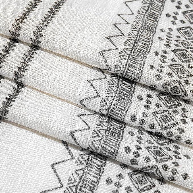 Boho Curtains 84 Inches Long for Living Room Bohemian Geometric Printed Linen - Image 7