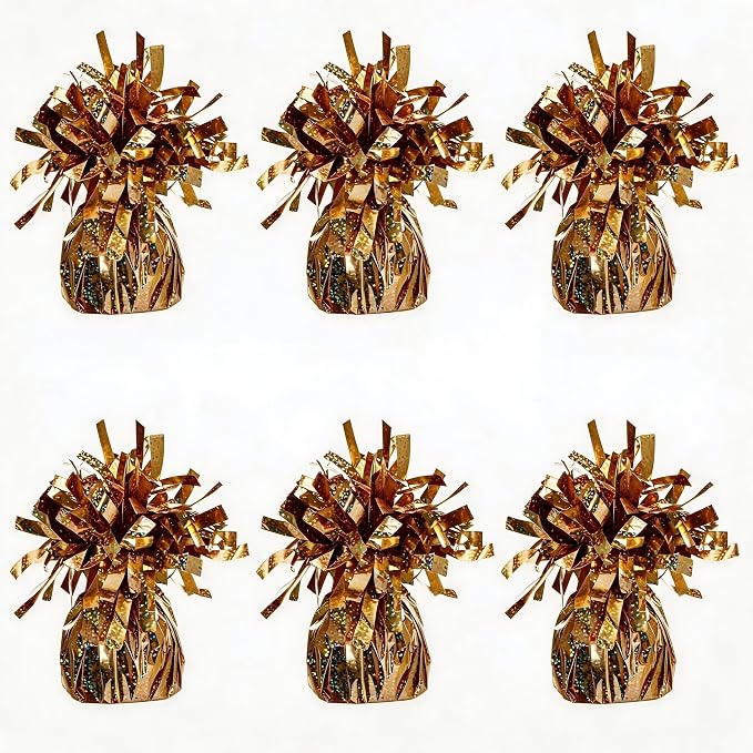 Glitter Champagne Gold Balloon Weights, 6 Pack | Glitter champagne gold PET by Unknown