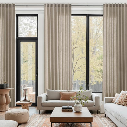 Cobblestone Linen 144 Inch Curtains by Nanspring