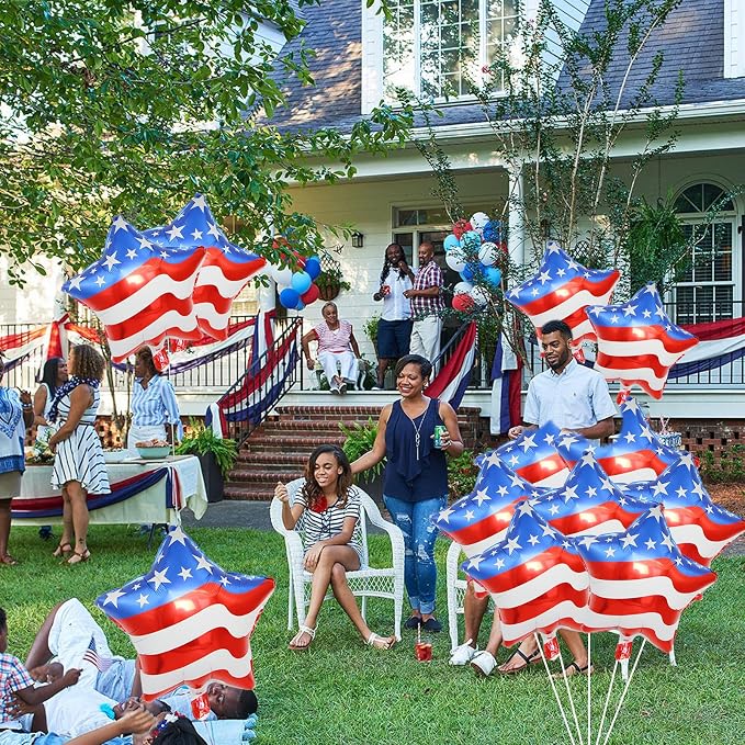 12 Pcs 4th of July Balloons American Flag Star Balloons Red White and Blue Foil - Image 6