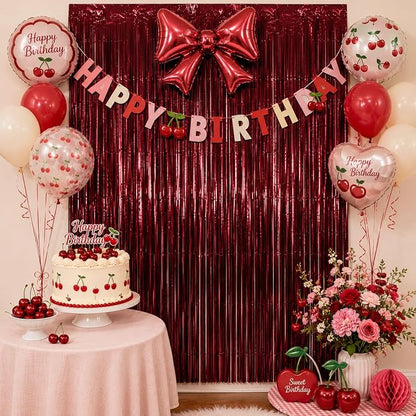 Matte Burgundy Foil Fringe Tinsel Backdrop, 2 Pack, 3.3 x 6.6 Ft | Matte Maroon - Image 7