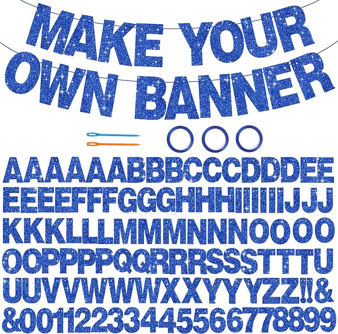 BEISHIDA Glitter Blue 116 PCS A-Z DIY Letter Custom Banner Party Decor | 111 by Beishida