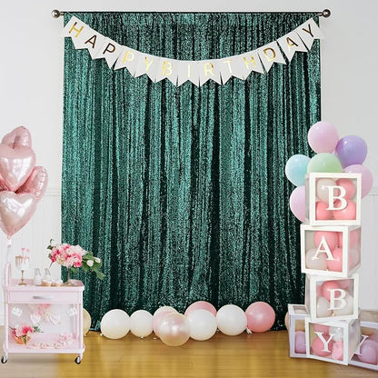 Sugargirl Dark Green Sequin Backdrop Curtain 6 Panels 2FTx8FT Glitter Dark - Image 7