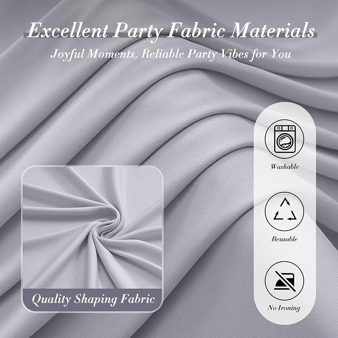 30 ft x 10 ft Wrinkle Free Silver Backdrop Curtain - Image 5