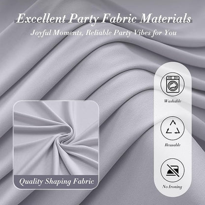 50 ft x 10 ft Wrinkle Free Silver Backdrop Curtain - Image 5