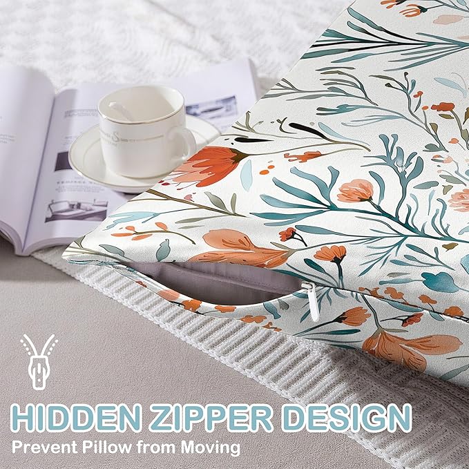 Watercolor Flowers Small Floral Satin Pillow Case Queen Size,Soft Pillowcases for Hair and Skin Similar to Silk,Pillowcases with Hidden Zipper Bedding Accessories,20X30 Inches,1 Pack