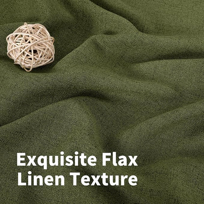 YoungsTex Olive Green Linen Curtains 63 Inch Length 2 Panels - Image 4
