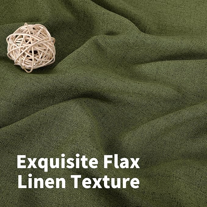 YoungsTex Olive Linen Curtains 63 Inch Length 2 Panels - Image 4