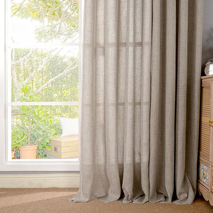 YoungsTex Linen Curtains 63 Inches Length Textured Short Drapes - Image 7