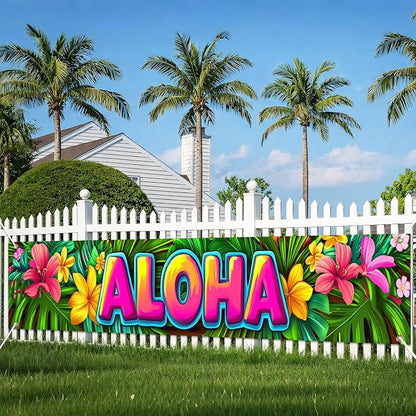 HOMETITUTE Luau Party Decorations Aloha Hawaiian Fence Banner 79 x 18 inch | - Image 5
