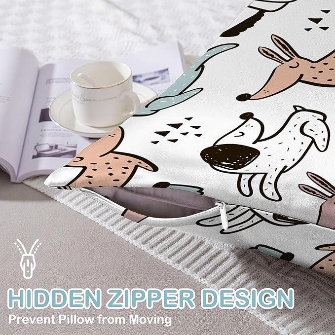Satin Pillowcase 1 Pack-Cute Dogs Dog Silky Pillow Cover for Hair and Skin,King Size 20x36 Inch Soft Cooling Printed Pillow Cases with Hidden Zipper,Gifts for Women Men
