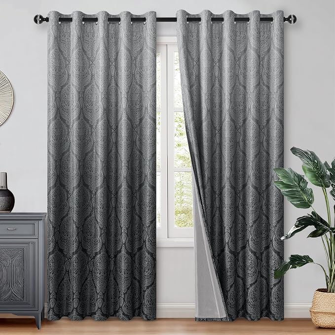DWCN Black Blackout Curtains for Bedroom 84 Inch Long by DWCN