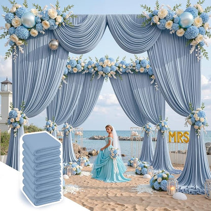 40 ft x 10 ft Wrinkle Free Dusty Blue Backdrop Curtain by Outpain