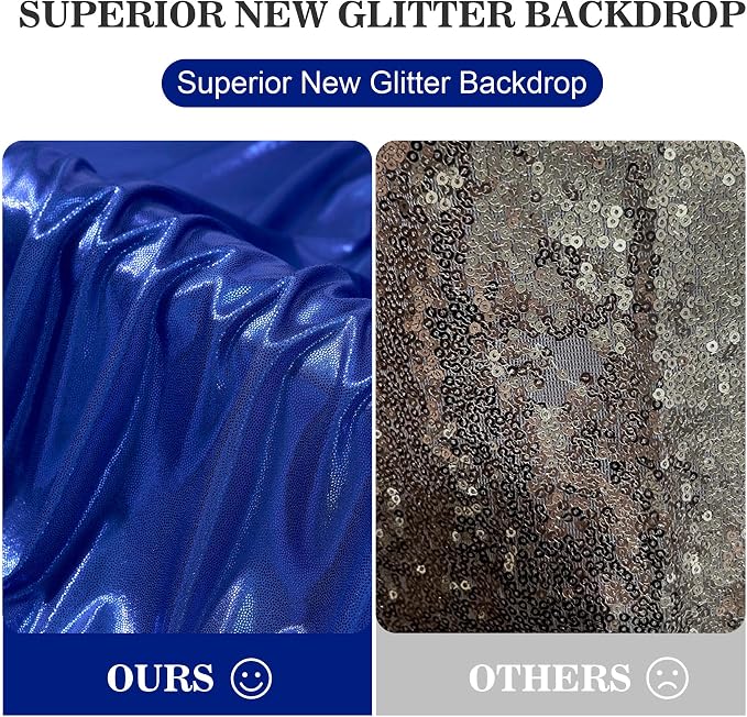 10x10ft Thick Royal Blue Glitter Backdrop Curtain Panels - Image 7