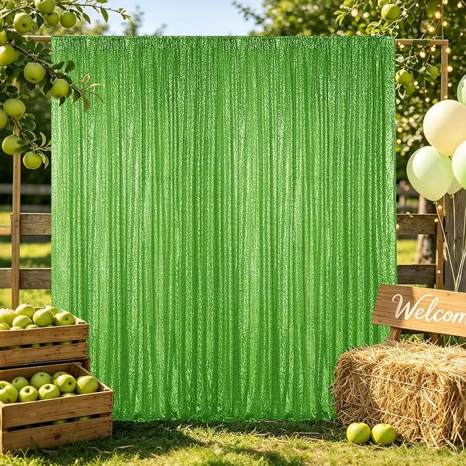Hahuho Light Green Sequin Backdrop Curtain, Banquet Decoration（2 Panels - Image 6