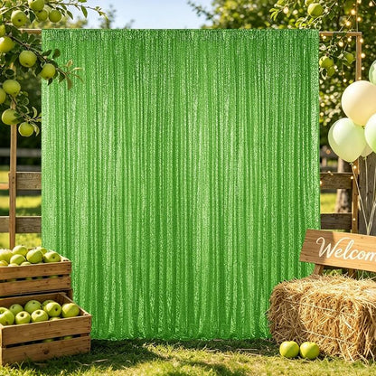 Hahuho Light Green Sequin Backdrop Curtain, Banquet Decoration（2 Panels - Image 6