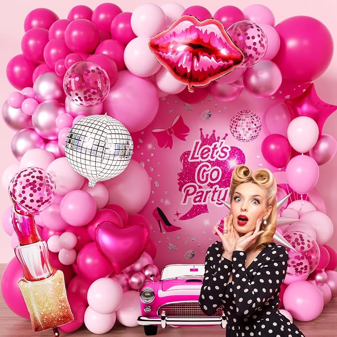 106pcs Hot Pink Balloon Garland Arch Kit - Image 3