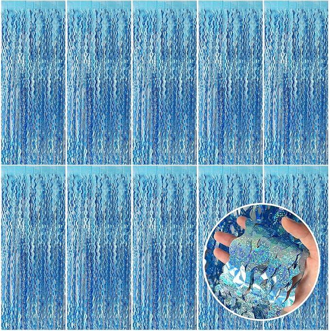 Tinsel Foil Fringe Curtains Wavy Backdrop by BOMSI