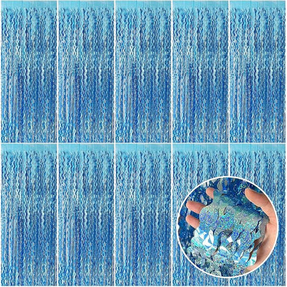 Tinsel Foil Fringe Curtains Wavy Backdrop by BOMSI