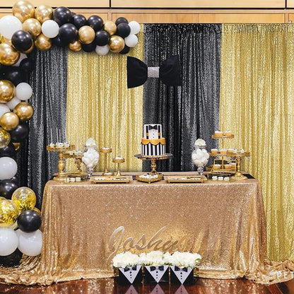 Sugargirl Gold Sequin Backdrop Curtain 4 Panels 2FTx8FT Glitter Gold Background - Image 3